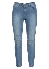 sheego Denim, Damen Schmale Stretch-Jeans &bdquo;Kira&rdquo; im Used-Look, Blue Denim