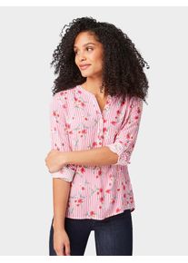 Tom Tailor, Damen Bluse, Creme / Pink / Dunkelpink