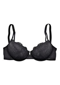 Lascana, Damen Push-up-BH mit Stickereispitze und herausnehmbaren Kissen, Schwarz