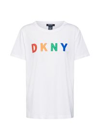 DKNY, Damen Shirt 'S/S CREW NECK TOP W/ MULTI COLOR MESH LOGO', Wei&szlig;