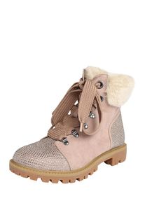 Tamaris, Damen Schn&uuml;rstiefeletten mit Felloptikschaft, Beige