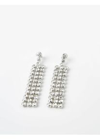 SAMOON, Damen Ohrstecker mit Strasssteinen, Silber / Transparent