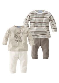 Klitzeklein, Mädchen 2 Langarmshirts; 2 Hosen (Packung, 4-tlg.), für Babys, Beige / Dunkelbeige
