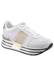 Calvin Klein, Damen Sneaker 'Coretta', Goldgelb / Altrosa / Wei&szlig;