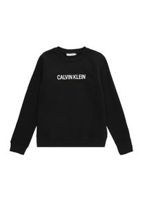 Calvin Klein Jeans, M&auml;dchen Sweatshirts 'LOGO BRUSHED CREW NECK', Schwarz