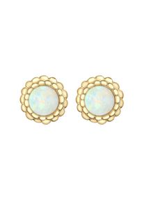 Elli, Damen Ohrringe 'Blume', Hellblau / Gold / Weiß