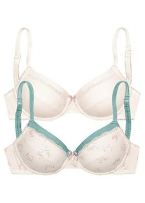 Petite Fleur, Damen B&uuml;gel-BH (2 St&uuml;ck), Creme / T&uuml;rkis