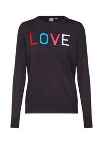 GAP, Damen Pullover 'V-CRAZY CREW-LOVE INTARSIA', Graumeliert