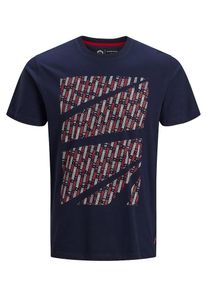 Jack & Jones JACK & JONES, Herren T-Shirt, Marine / Pastellrot / Weiß