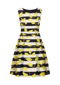 Apart, Damen Jacquardkleid mit seitlichen Eingriffstaschen, Dunkelblau / Gelb / Wei&szlig;