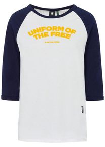 G-Star Raw, Damen Shirt 'Graphic 2 xula', Dunkelblau / Gelb / Wei&szlig;