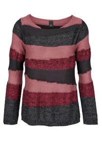 Heine, Damen Pullover, Grau / Rosa / Rot