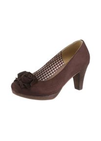 Andrea Conti, Damen Trachten-Pumps mit Bluapplikation, Dunkelbraun