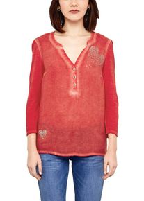 Q/S Designed By, Damen Gart Dye-Bluse mit Artwork, Rot