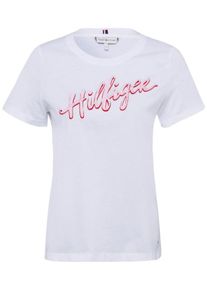 Tommy Hilfiger, Damen T-Shirt 'Velia', Hellpink / Rot / Wei&szlig;