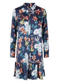 Y.A.S, Damen Kleid, Navy / Hellblau / Orangerot