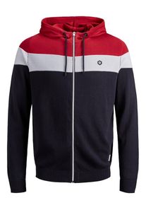 Jack & Jones JACK & JONES, Herren Strickjacke, Nachtblau / Rot / Wei&szlig;