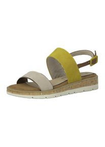 Marco Tozzi, Damen Sandalen, Dunkelgelb / Perlwei&szlig;