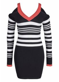 Melrose, Damen Strickkleid, Koralle / Schwarz / Weiß