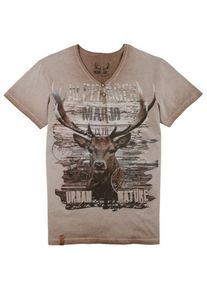 Marjo, Herren Trachtenshirt, Braun / Hellbraun
