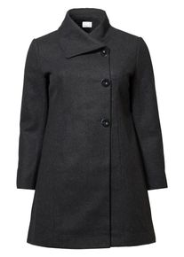 sheego Style, Damen Kurzmantel mit Knopfleiste, Dunkelgrau