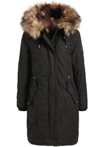 Khujo, Damen Mantel 'MERYEM2 SOLID WITH INNER FUR JACKET', Chamois / Schwarz