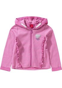 s.Oliver Junior, Mädchen Baby Sweatjacke mit Glitzer-Print für Mädchen REG, Pink / Weiß