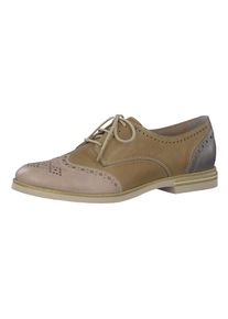 Tamaris, Damen Schnürschuh, Braun / Brokat / Altrosa