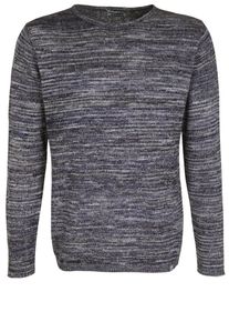 DSTREZZED, Herren Strickpullover CREW LINEN MELANGE, Navy / Grau