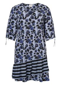 JUNAROSE, Damen Bedrucktes 3/4-Ärmel Kleid, Blau / Navy