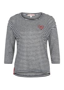 Tom Tailor Denim, Damen Ringelshirt, Nachtblau / Rot / Wei&szlig;