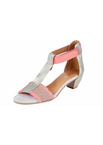 Heine, Damen Sandalette mit Metallic-Effekt, Rosa / Silber