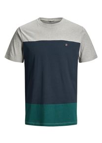 Jack & Jones JACK & JONES, Herren Colourblocking T-Shirt, Ultramarinblau / Graumeliert / Dunkelgrün