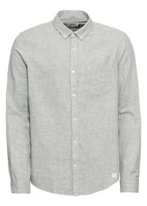 Nowadays, Herren Hemd 'button-down double weave shirt', Graumeliert