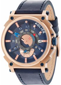 Police, Herren Quarzuhr 'COMPASS, PL15048JSR.03', Marine / Rosegold