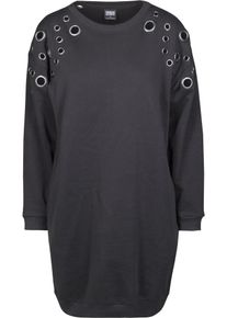 Urban Classics Curvy, Damen Kleid 'Sweat Eyelet', Schwarz
