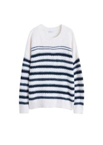 Violeta by Mango, Damen Pullover 'Chess', Nachtblau / Wei&szlig;meliert