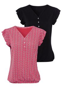 Lascana, Damen Shirts, Dunkelpink / Schwarz