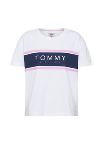 Tommy Jeans, Damen Shirt 'TJW STRIPE LOGO TEE', Navy / Rosa / Weiß