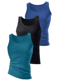 H.I.S. H.I.S, Herren Doppelripp-Tanktops, Blau / Pastellblau / Schwarz