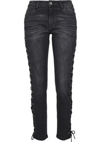 Urban Classics, Damen Denim Lace Up Pants, Black Denim