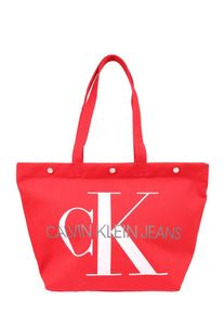 Calvin Klein Jeans, Damen Shopper 'E/W BOTTOM TOTE MONOGRAM', Rot