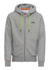 Superdry, Herren Sweatjacke 'ORANGE LABEL', Graumeliert / Neongr&uuml;n