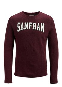 Jack & Jones JACK & JONES, Herren Strickpullover, Dunkelrot / Wei&szlig;