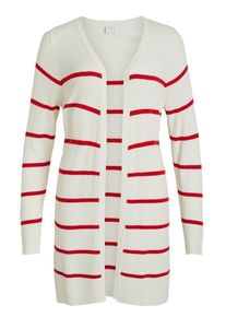 Vila, Damen Strickjacke, Hellrot / Wei&szlig;