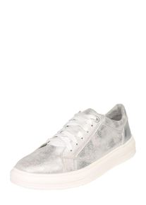s.Oliver RED LABEL, Damen Sneaker mit Metallic-Finish, Silber / Wei&szlig;