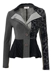 Heine, Damen Shirtjacke, Grau / Schwarz
