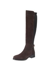Tommy Hilfiger, Damen Stiefel 'BUCKLE HIGH BOOT STRETCH', Dunkelbraun / Schwarz