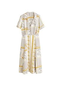 Mango, Damen Kleid, Beige / Goldgelb / Hellgrau