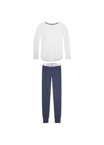 Tommy Hilfiger, Damen Schlafanzug »Cotton set ls iconic fashion«, Blau / Weiß